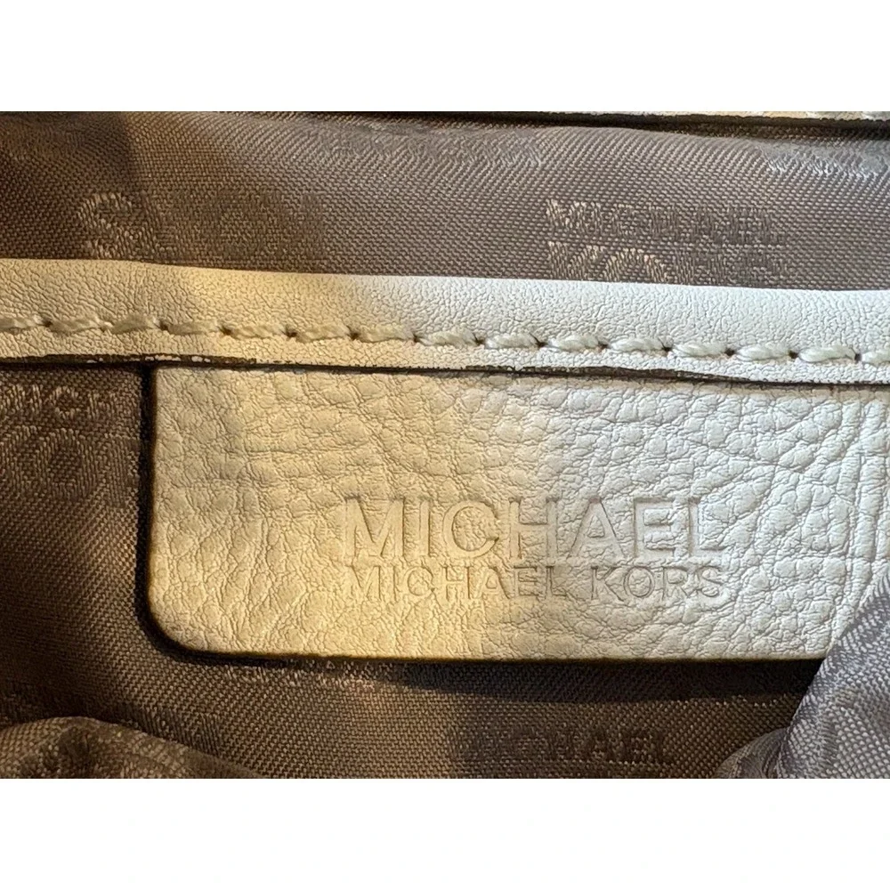 Michael Kors Women's Hobo Bag Joplin Large Soft Leather White PebbleGold Hinge